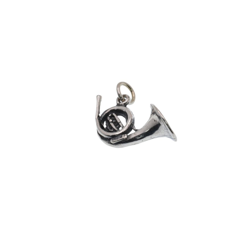 925 Silver Oxidized French Horn Charm- CHARM0073