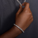 Rhodium Plated 925 Sterling Silver CZ Encrusted Franco Chains or Bracelet 5mm - CHCZ102 RH