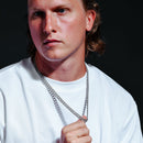 Rhodium Plated 925 Sterling Silver CZ Encrusted Curb Chain or Bracelet 8.9mm - CHCZ105 RH