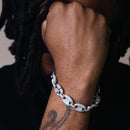 Rhodium Plated 925 Sterling Silver CZ Encrusted Oval Link Chain or Bracelet 11.8mm - CHCZ106 RH