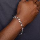 Rhodium Plated 925 Sterling Silver CZ Encrusted Figaro Chains 8.2mm - CHCZ112 RH