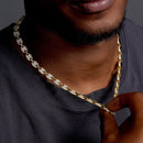 Cadena o pulsera de eslabones ovalados de 8 mm con incrustaciones de circonitas cúbicas en plata de ley 925 bañada en oro - CHCZ113 GP