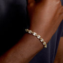 Cadena o pulsera de eslabones ovalados de 8 mm con incrustaciones de circonitas cúbicas en plata de ley 925 bañada en oro - CHCZ113 GP