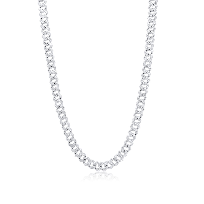 Cadena o pulsera de plata de ley 925 rodiada con circonitas incrustadas (7,2 mm) - CHCZ117