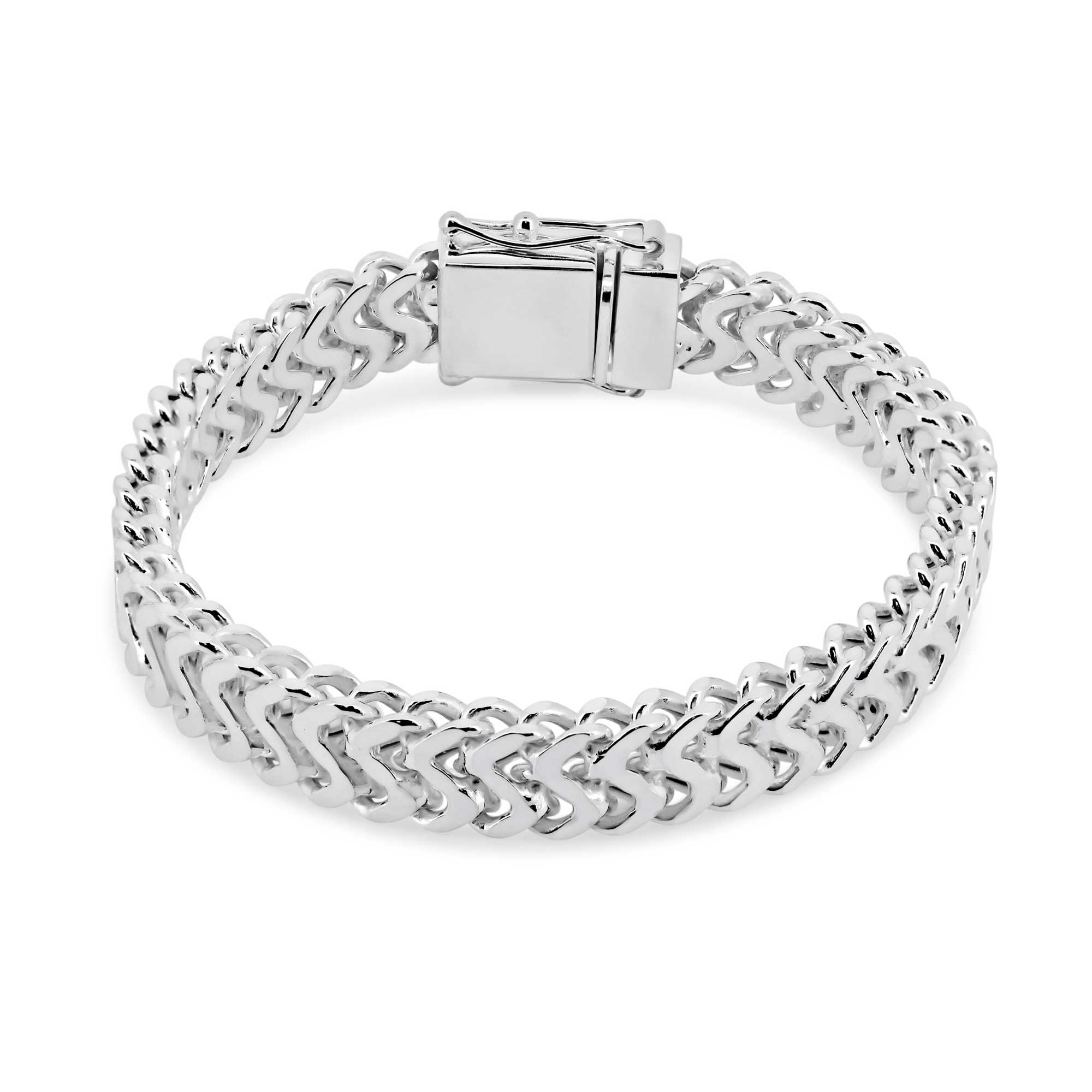 Pulsera de plata de ley con lados planos en zigzag alto, 10 mm - CHHB002