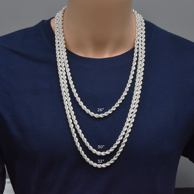 High Polished 925 Sterling Silver Hollow Rope Chains 6.5mm - CHHW112