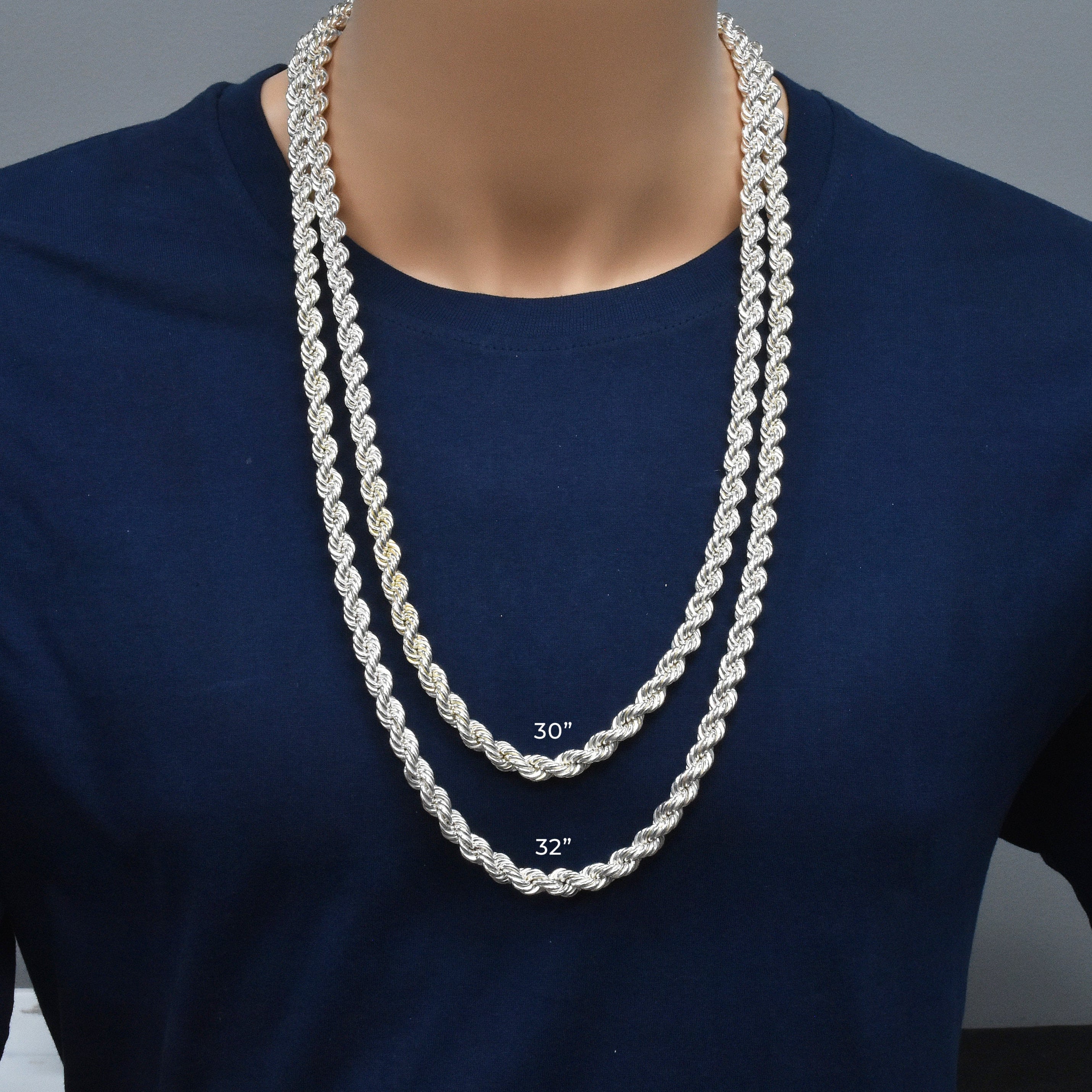 Cadenas de plata de ley 925 pulidas de 8 mm - CHHW113