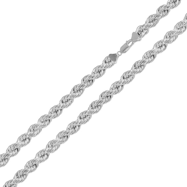 Cadena de cuerda hueca antideslustre con corte de diamante de plata de ley 925, 5,8 mm - CHHW124