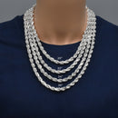 Cadena de eslabones huecos de plata de ley 925 con corte de diamante, antideslustre, 7,6 mm - CHHW125