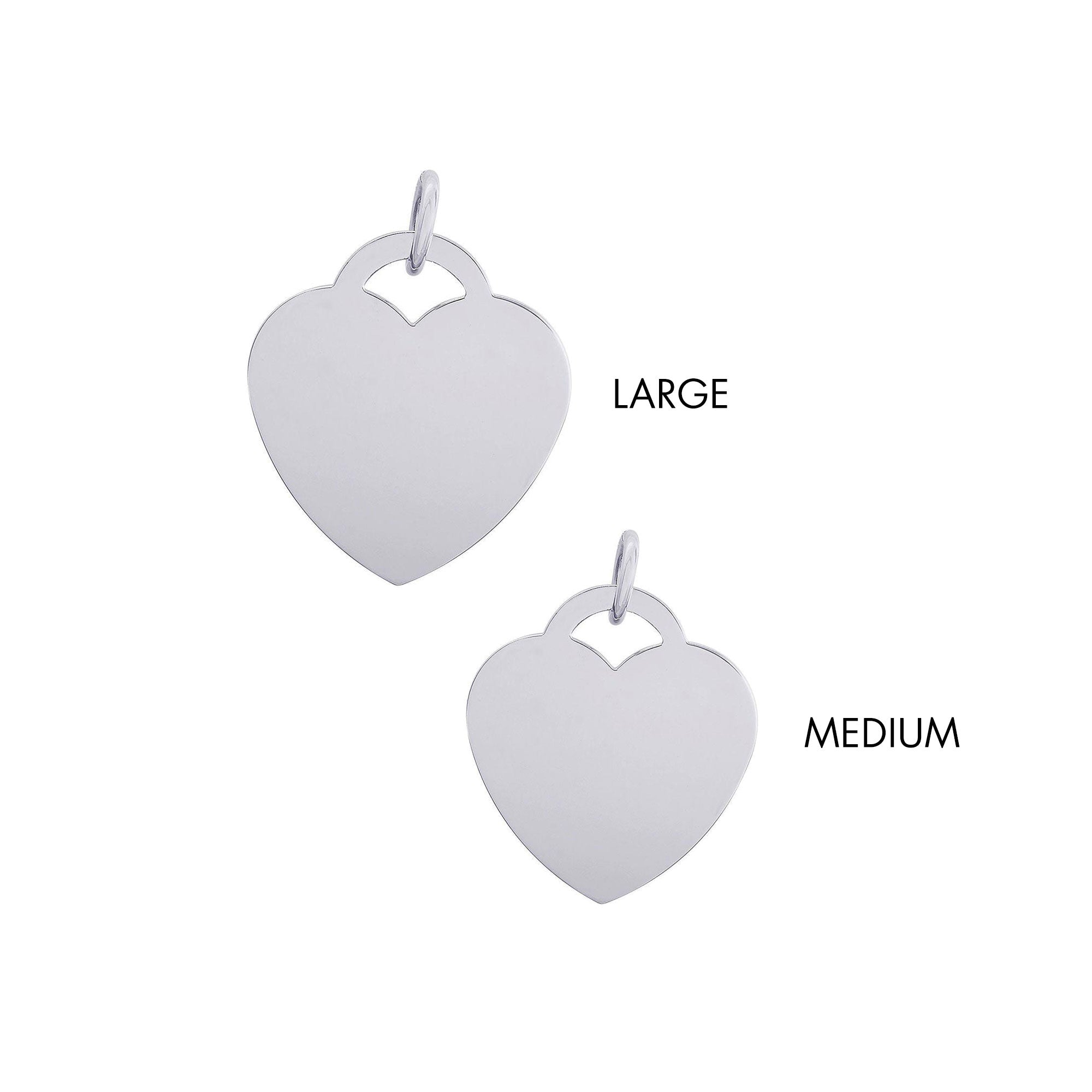Corazón con cierre de palanca de plata de ley 925 pulida, grabable y con enganche - CHRT08