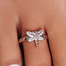 Silver 925 Rhodium Plated Clear CZ Dragonfly Toe Ring - CZTR3
