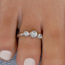 Silver 925 Rhodium Plated 3 Set Clear CZ Toe Ring - CZTR5