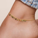 Gold Plated 925 Sterling Silver Dangling Flower Anklets - DIA00003GP