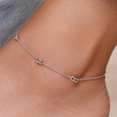 Rhodium Plated 925 Sterling Silver Knotted Anklets - DIA00005RH