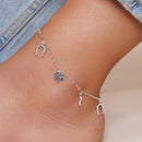 925 Sterling Silver High Polished Lucky Charms Link Anklets - DIA00009