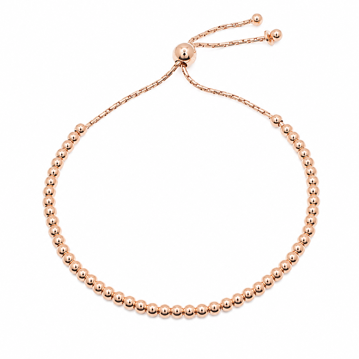 Plated 925 Sterling Silver Beaded Adjustable Lariat Bracelet - DIB0001