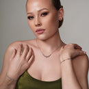 Rhodium Plated 925 Sterling Silver 15 Beads Necklace - SOP00089