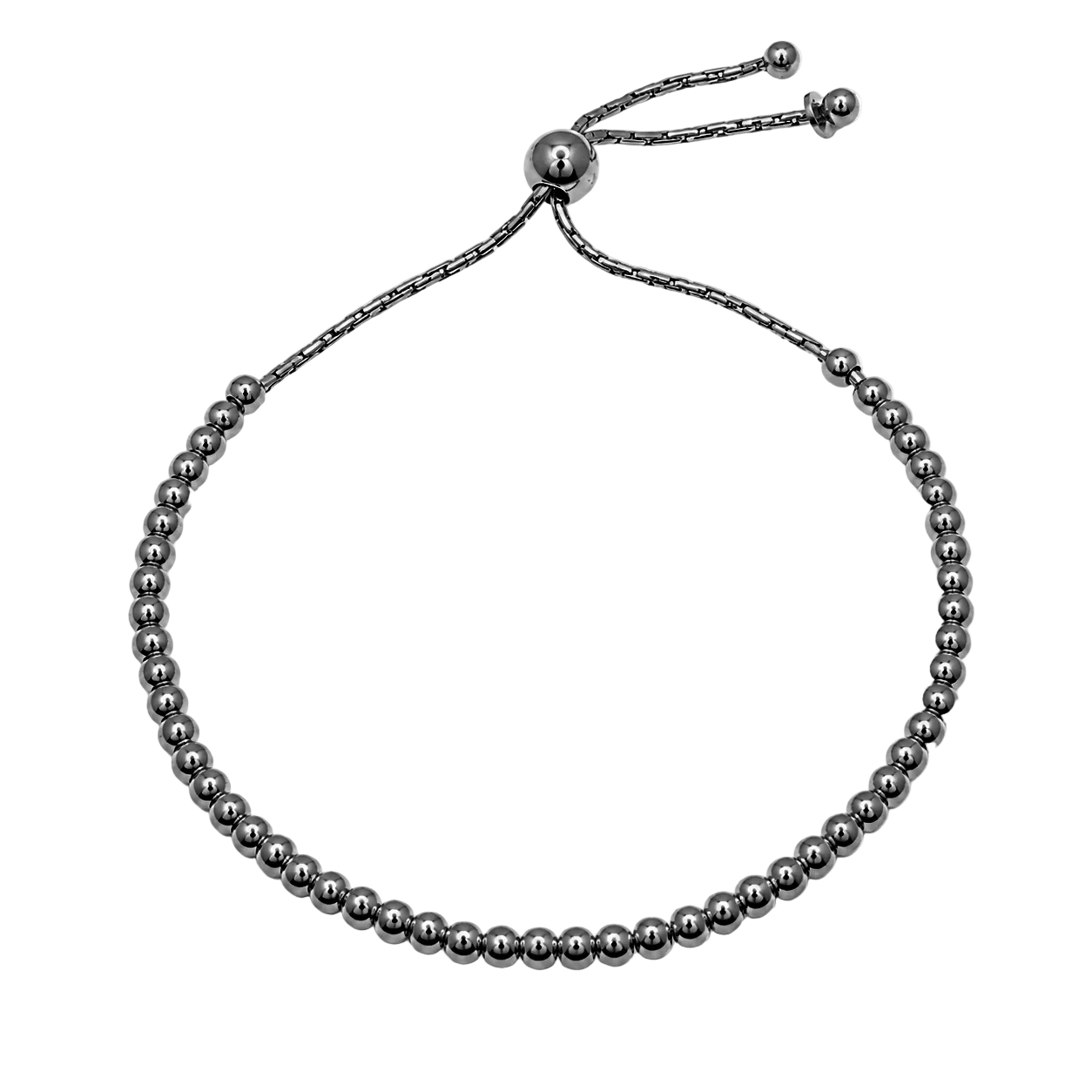Plated 925 Sterling Silver Beaded Adjustable Lariat Bracelet - DIB0001