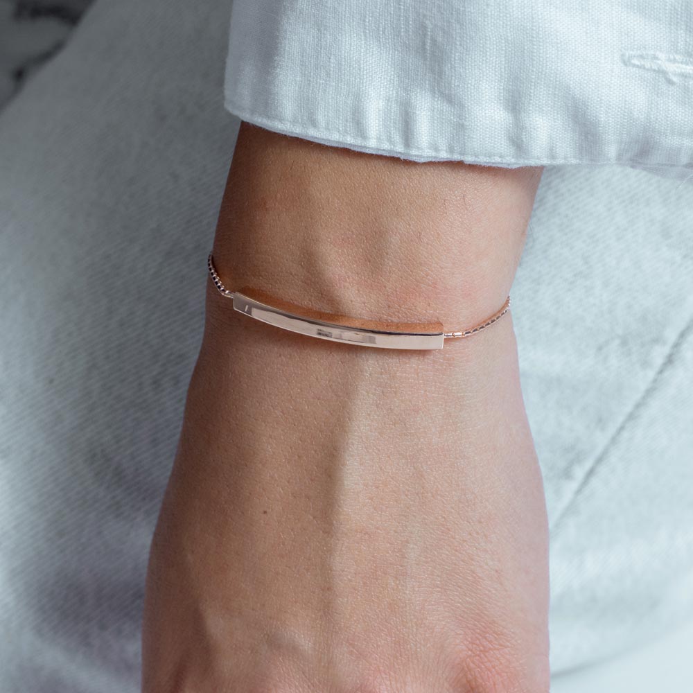 Pulsera de barra de lazo de plata de ley 925 bañada en oro rosa - DIB00071RGP