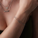 Pulsera ajustable de doble vuelta con múltiples corazones en plata de ley 925 rodiada - VGB19RH