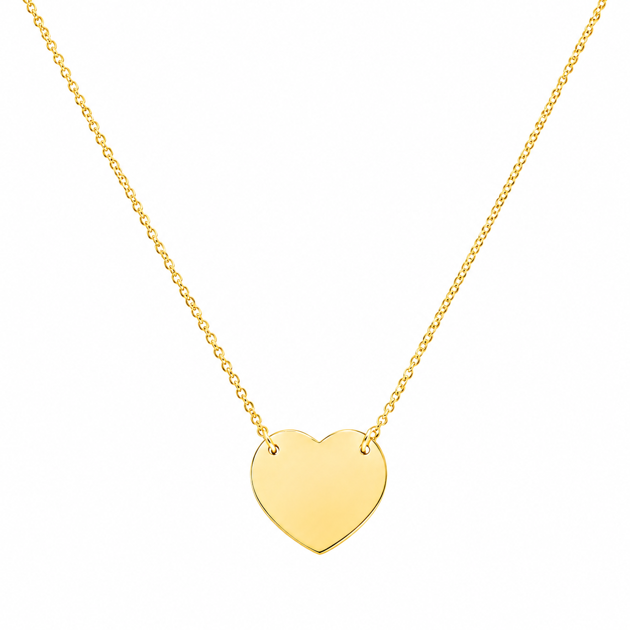 Rhodium or Gold Plated High Polished Engravable Heart Necklace - DIN00058