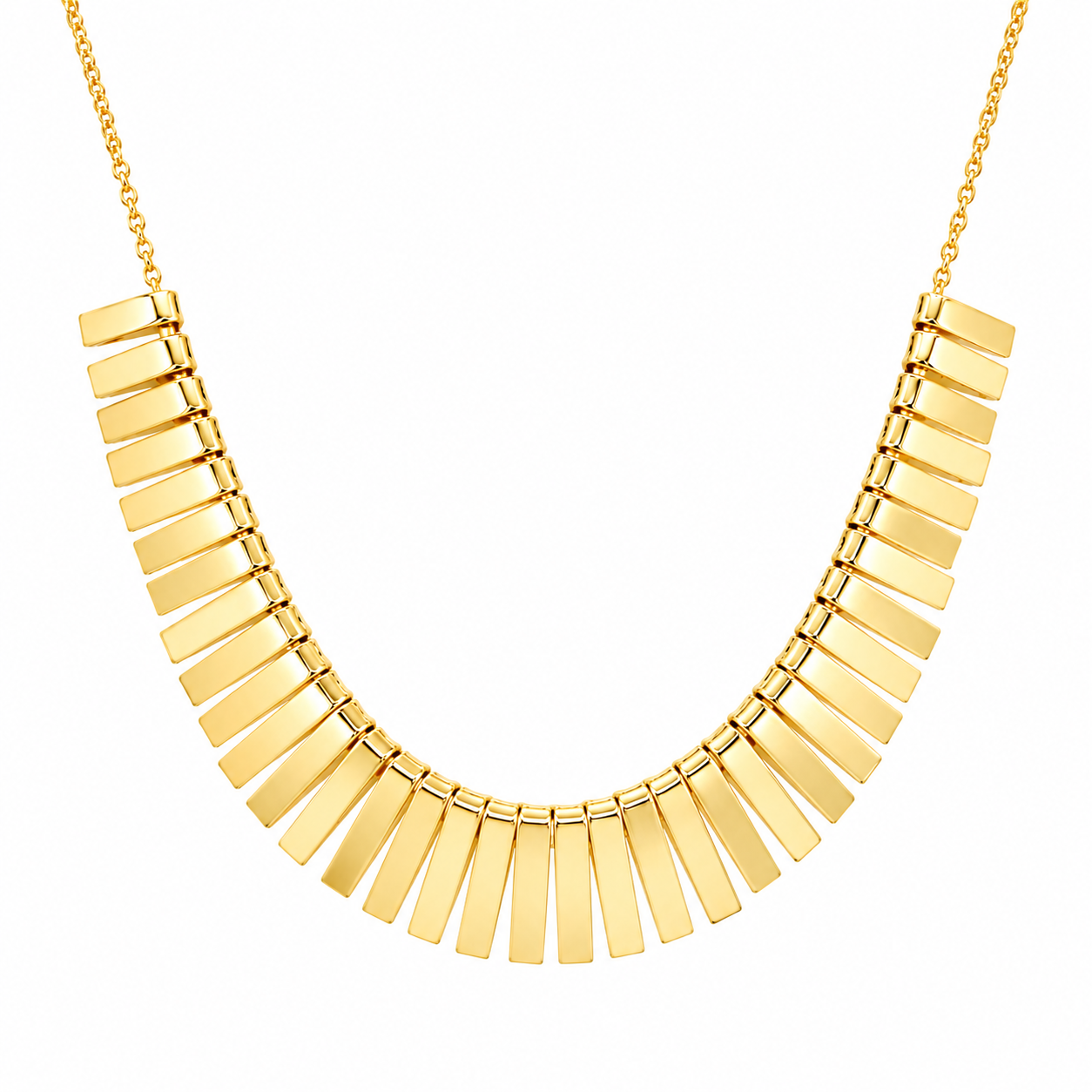 Gold Plated 925 Sterling Silver Multi Flat Bar Accent Necklace - DIN00093GP