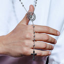 Collar rosario de la Virgen María con cuentas de plata de ley 925 pulidas y talladas en diamante - DIN00112