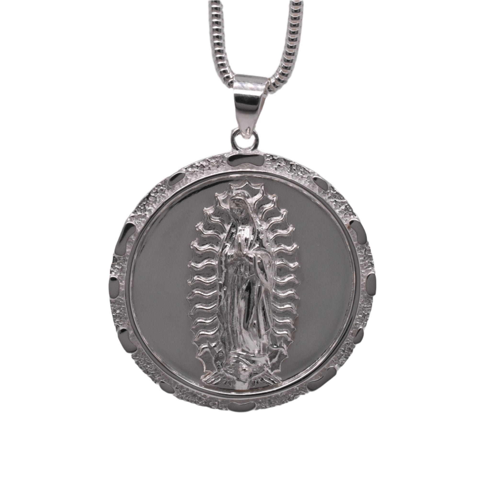 799646c01 High Polished Anti Tarnish 925 Sterling Silver 31.7mm Round Our Lady of ...