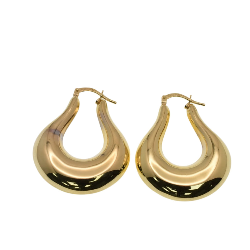 Gold Plated 925 Sterling Silver Puffed Chunky Teardrop Latch Lock Earring - ARE00042GP