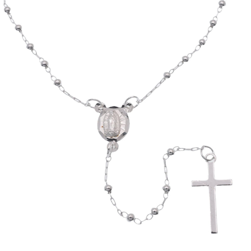 High Polished 925 Sterling Silver 2.5mm Smooth Bead Plain Cross Rosary - ORP00001