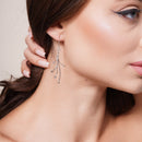 Silver 925 Rhodium Plated Five Dangling Strand Hook Earrings - DSE00009