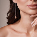 Silver 925 Rhodium Plated Two Cross Wire Dangling Hook Earrings - DSE00015