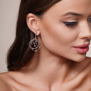 Silver 925 Rhodium Plated Multiple Graduated Open Circles Hanging Ball Chandelier Hook Earrings - DSE00024