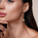 Silver 925 Rhodium Plated Open Dangling Wire Heart Hook Earrings - DSE00030