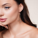 Silver 925 Rhodium Plated Twisted Dangling Two Hanging Balls Hook Earrings - DSE00031