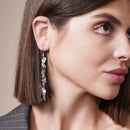 Silver 925 Rhodium Plated Dangling Hook Earrings - DSE00064