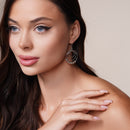 Silver 925 Rhodium Plated Open Multiple Graduate Circle Dangling Chandelier Hook Earrings - DSE00069