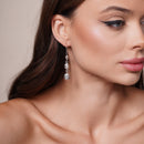 Silver 925 Rhodium Plated Three Graduated Dangling Spheres Hook Earrings - DSE00073