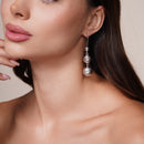 Pendiente de triple cuenta DC en plata de ley 925 rodiada - DSE00074