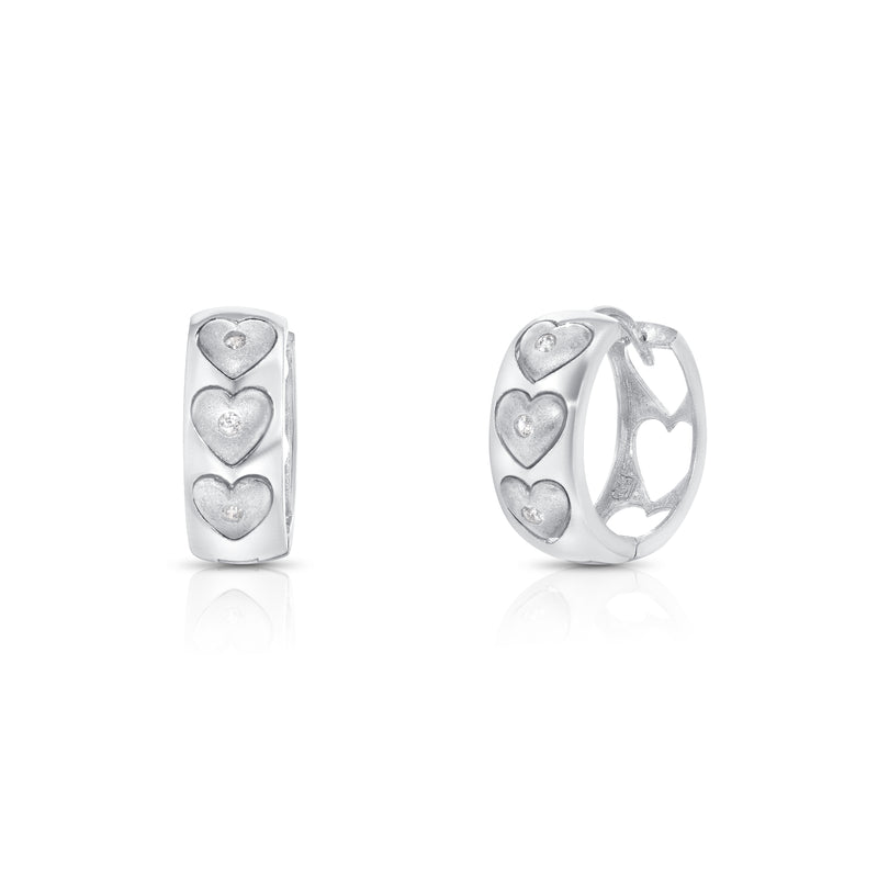 Rhodium Plated 925 Sterling Silver Multi Heart Hoop Earrings - E0007-L
