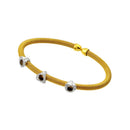 Silver 925 Gold and Silver Plated Three Open CZ Heart Bracelet  - ECB00019YW