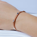 Rose Gold Plated 925 Sterling Silver Flat Bracelet with CZ Stones - ECB00048RGP