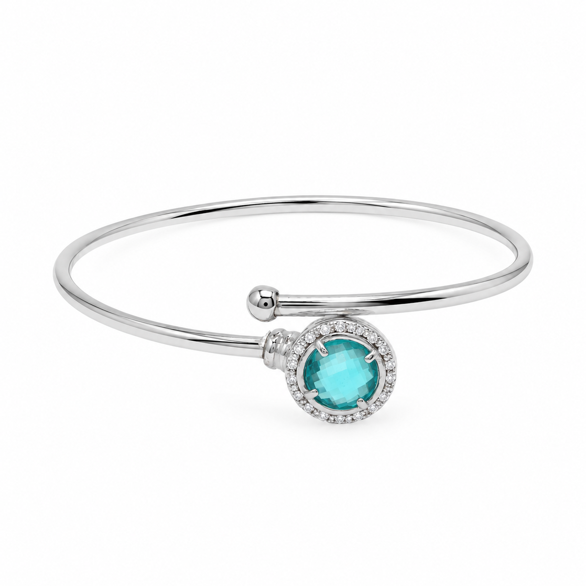 Clearance-Rhodium Plated 925 Sterling Silver Wrap Around CZ Italian Cuff Bracelet - ECB00049