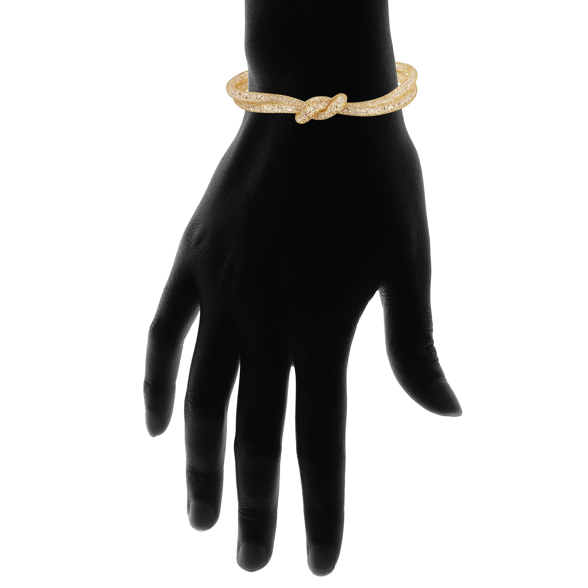 925 Silver Italian Mesh Knot Center Design Bracelet with CZ - ECB00071