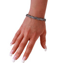 Silver 925 Black Rhodium Plated Mesh and Wrapped Embedded CZ Italian Bracelet ECB00092BL