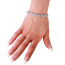 Pulsera italiana de plata 925 con malla chapada en rodio y circonita cúbica incrustada envuelta - ECB00092RH