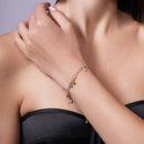 Three-Tone Plated 925 Sterling Silver Multi Chain Star Beaded Lariat Bracelet - ECB00119