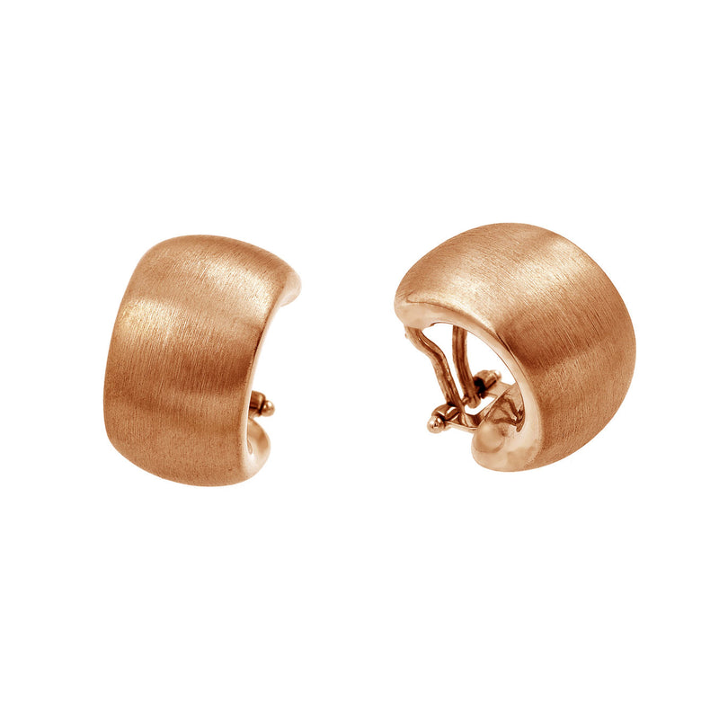 925 Silver Matte Finish Rose Gold Plated Leverback Hoop Earrings - ECE00008RGP