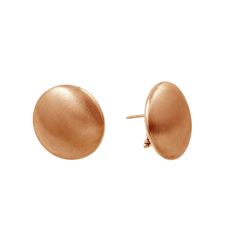 925 Silver Matte Finish Rose Gold Plated Leverback Disc Earrings - ECE00009RGP