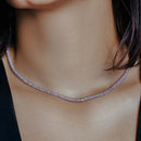 Silver 925 Rhodium Plated Thin Italian Necklace Mesh Embedded CZ - ECN00007RH